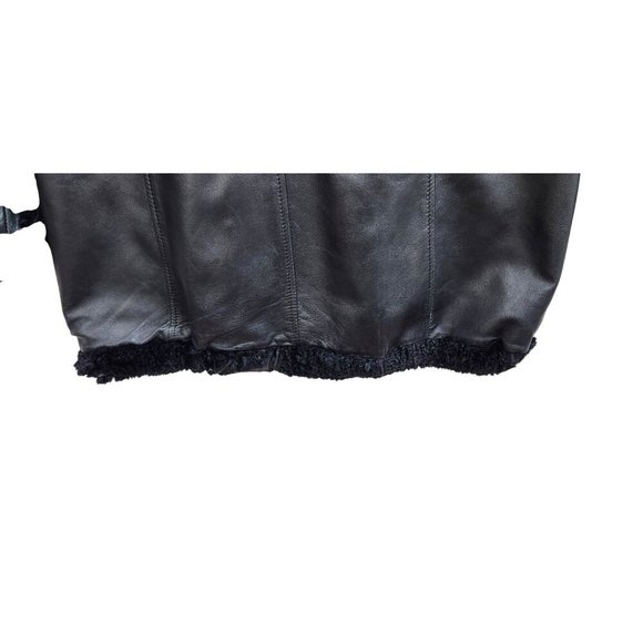 Woman's Dyed Black Sheared Mink Fur Parka Reversing to Black Leather M/L - Picture 11 of 16